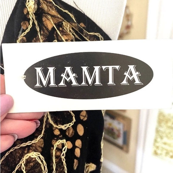 NWT Mamta One Size Dress Maxi Halter Embroidered Made in India Red Black - Picture 6 of 8